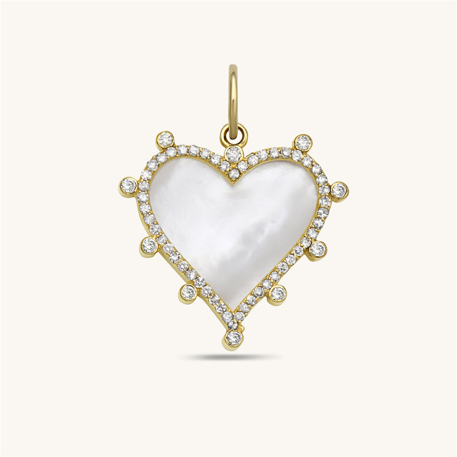 Diamond Heart Charm With Mother of the Pearl